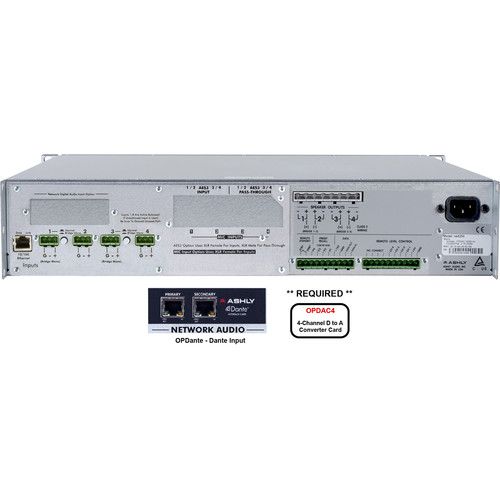  Ashly 4-Channel 1000W Network-Enabled Power Amplifier with OPDAC4 and OPDante Cards (Low-Z)