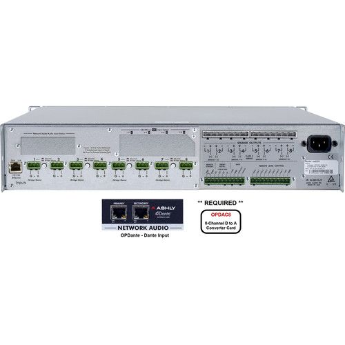  Ashly 8-Channel 2000W Network-Enabled Power Amplifier with OPDAC8 and OPDante Cards (70V)