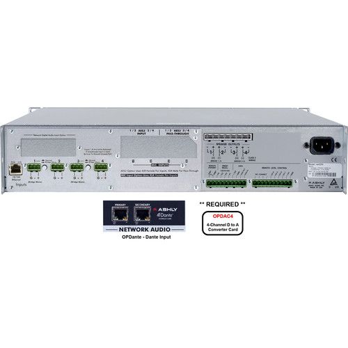  Ashly 4-Channel 1000W Network-Enabled Power Amplifier with OPDAC4 and OPDante Cards (70V)