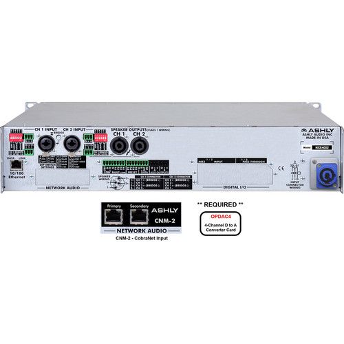  Ashly NXE Series 2-Channel Networkable Multi-Mode Power Amplifier with OPDAC4 & CNM-2 Cards