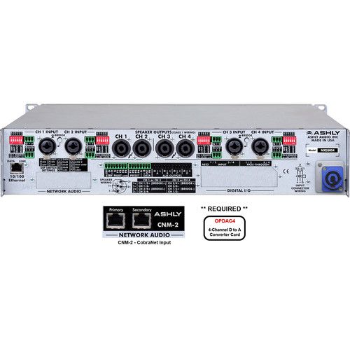  Ashly NXE Series 4-Channel Networkable Multi-Mode Power Amplifier with OPDAC4 & CNM-2 Cards