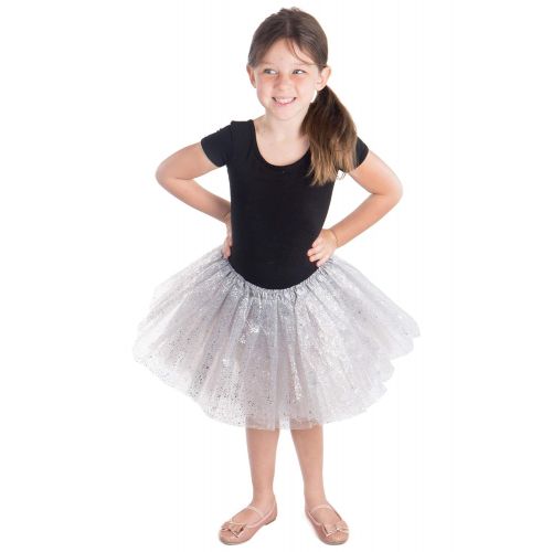  AshopZ Girls Princess Layered Dress-Up Tulle Tutu Skirt with Sparkling Sequins