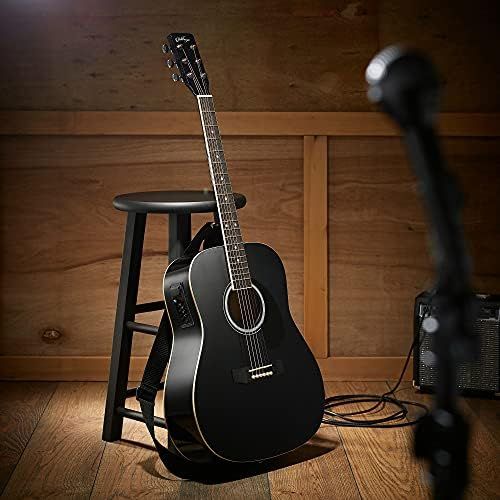  Ashthorpe Full-Size Dreadnought Acoustic-Electric Guitar Bundle - Premium Tonewoods - Black