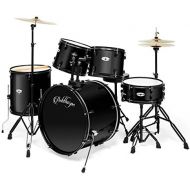 [아마존베스트]Ashthorpe 5-Piece Complete Full Size Adult Drum Set with Remo Batter Heads - Black