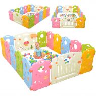 Ashtonbee Playpen Activity Center for Babies and Kids - Multicolor 16-Panel Set Play Yard