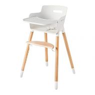 Wooden High Chair for Babies and Toddlers - with Harness, Removable Tray, and Adjustable Legs