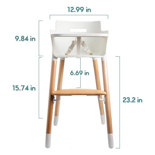  [아마존베스트]Ashtonbee Wooden High Chair for Babies and Toddlers - with Harness, Removable Tray, and Adjustable Legs