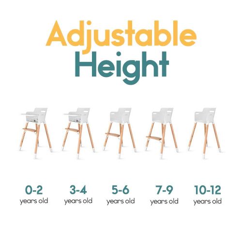  [아마존베스트]Ashtonbee Wooden High Chair for Babies and Toddlers - with Harness, Removable Tray, and Adjustable Legs