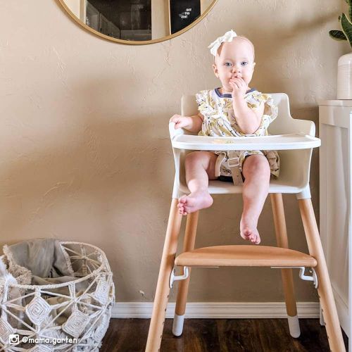  [아마존베스트]Ashtonbee Wooden High Chair for Babies and Toddlers - with Harness, Removable Tray, and Adjustable Legs