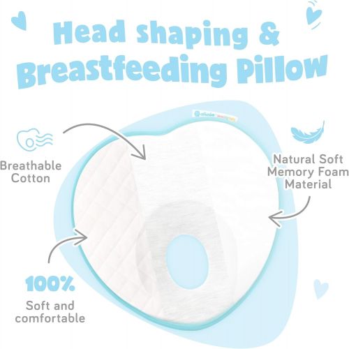  Ashtonbee Newborn Baby Pillow, Memory Foam Cushion for Flat Head Syndrome Prevention and Head Support