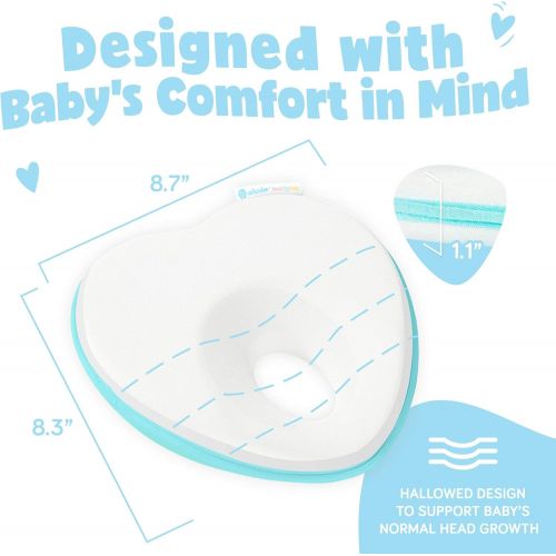  Ashtonbee Newborn Baby Pillow, Memory Foam Cushion for Flat Head Syndrome Prevention and Head Support