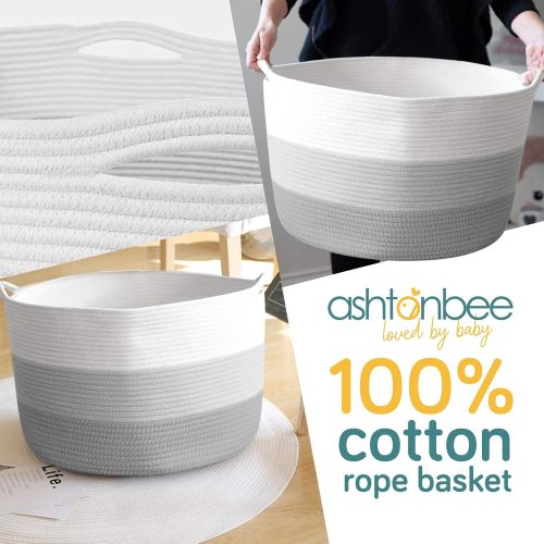  Ashtonbee Nursery Storage Basket, 22x22x16”, Cotton Rope Baby Laundry Basket, Blanket Basket, Toy Storage Hamper, Laundry Hamper