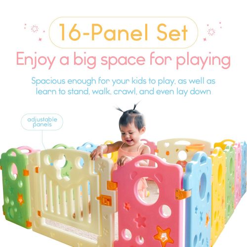  Ashtonbee Playpen Activity Center for Babies and Kids - Multicolor 16-Panel Set Play Yard