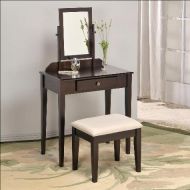 Asia Direct Iris Vanity & Stool Make Up Table Set in Espresso