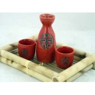 [아마존베스트]Asian Home Glazed Ceramic 3 Pcs Japanese Sake Set In Gift Box