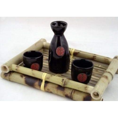  [아마존베스트]Asian Home Glazed Ceramic 3 Pcs Japanese Sake Set In Gift Box