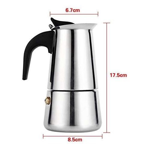  Espressokocher, Asixx Kaffeebereiter Espressokanne aus Edelstahl Hochtemperaturbestaendig und Isolierend mit 4 Verschiedenen Groessen fuer den Einsatz zu Hause oder im Buero(200ml)