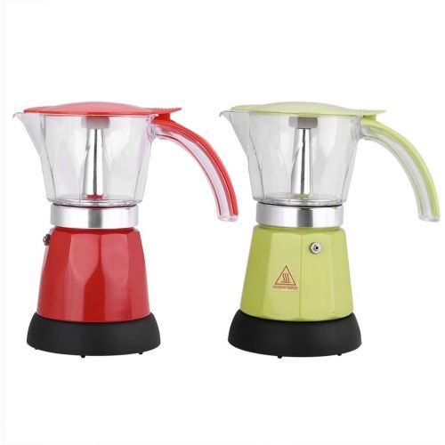  Asixx Elektrischer Espressokocher, Moka Espressokanne aus Aluminiumlegierung fuer 6 Tassenmit Transparenten Behalter, Rot/Gruen 300 ml(Gruen)