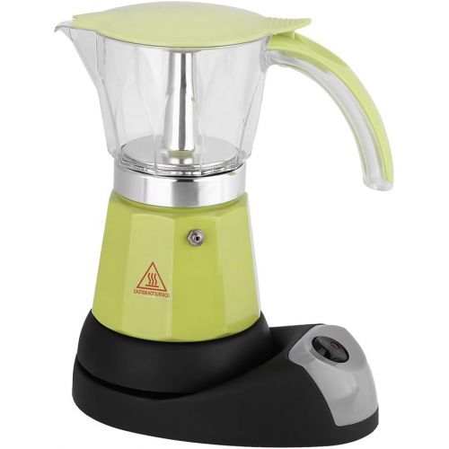  Asixx Elektrischer Espressokocher, Moka Espressokanne aus Aluminiumlegierung fuer 6 Tassenmit Transparenten Behalter, Rot/Gruen 300 ml(Gruen)