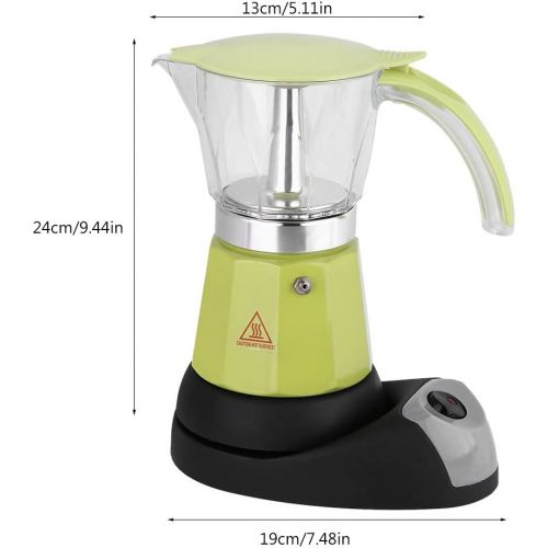  Asixx Elektrischer Espressokocher, Moka Espressokanne aus Aluminiumlegierung fuer 6 Tassenmit Transparenten Behalter, Rot/Gruen 300 ml(Gruen)