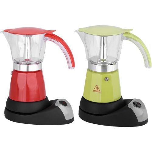  Asixx Elektrischer Espressokocher, Moka Espressokanne aus Aluminiumlegierung fuer 6 Tassenmit Transparenten Behalter, Rot/Gruen 300 ml(Gruen)