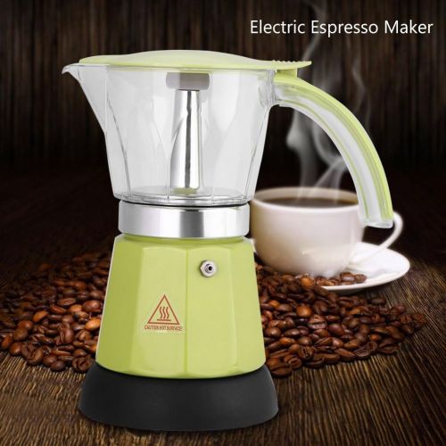  Asixx Elektrischer Espressokocher, Moka Espressokanne aus Aluminiumlegierung fuer 6 Tassenmit Transparenten Behalter, Rot/Gruen 300 ml(Gruen)