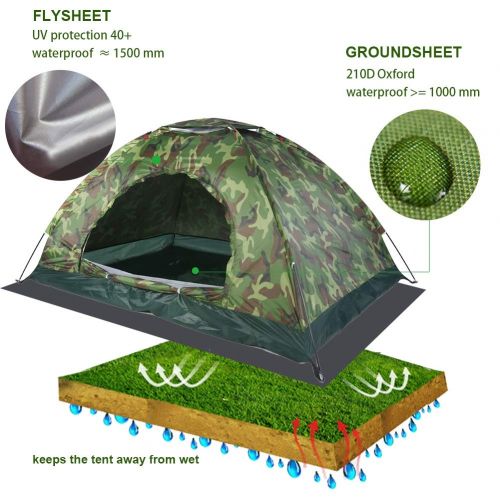  Asixx Camping Wurfzelt, Outdoor Zelt mit Belueftungsgitter fuer 2 Personen,UV-Schutz bis zu 40+ fuer Strand, Camping, Wandern usw, 200 x 150 x 110 cm