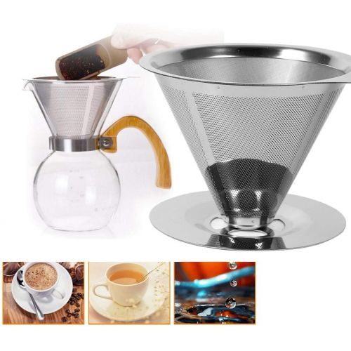  Edelstahl Kaffeefilter, Asixx Doppelschicht Kaffee Filter Waschbar und Wiederverwendbar im Haushalt, Buero, Reisen oder Camping