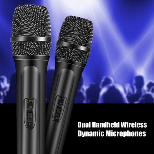  Asixx Wireless Microphone, Dual Handheld Wireless Dynamic Microphones + LCD Receiver System for Karaoke Singing Speech (US Plug)