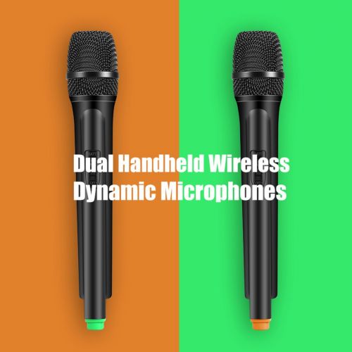  Asixx Wireless Microphone, Dual Handheld Wireless Dynamic Microphones + LCD Receiver System for Karaoke Singing Speech (US Plug)