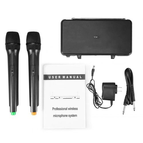  Asixx Wireless Microphone, Dual Handheld Wireless Dynamic Microphones + LCD Receiver System for Karaoke Singing Speech (US Plug)