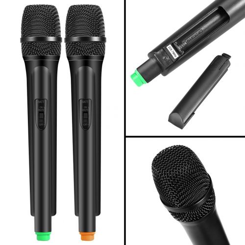  Asixx Wireless Microphone, Dual Handheld Wireless Dynamic Microphones + LCD Receiver System for Karaoke Singing Speech (US Plug)