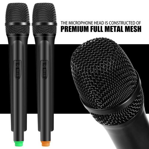  Asixx Wireless Microphone, Dual Handheld Wireless Dynamic Microphones + LCD Receiver System for Karaoke Singing Speech (US Plug)