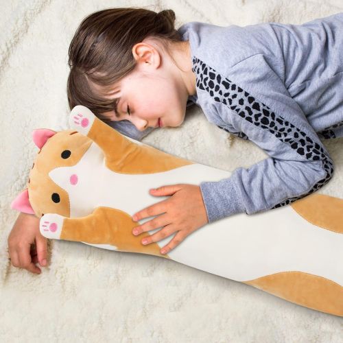  [아마존베스트]Aslion Cute Plush Cat Doll Soft Stuffed Kitten Pillow Doll Toy Gift for Kids Girlfriend (Brown, 50cm)