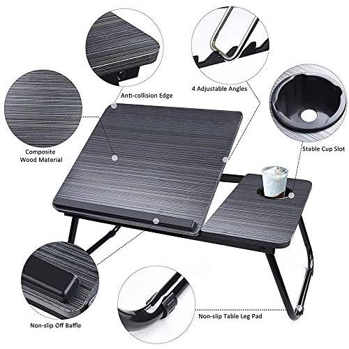  [아마존베스트]Laptop Desk for Bed,Asltoy Laptop Bed Tray Table,Foldable Lap Desk Stand Notebook Desk Adjustable Laptop Table for Bed Portable Notebook Bed Tray Lap Tablet with Cup Holder (Black)