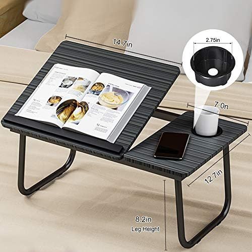  [아마존베스트]Laptop Desk for Bed,Asltoy Laptop Bed Tray Table,Foldable Lap Desk Stand Notebook Desk Adjustable Laptop Table for Bed Portable Notebook Bed Tray Lap Tablet with Cup Holder (Black)