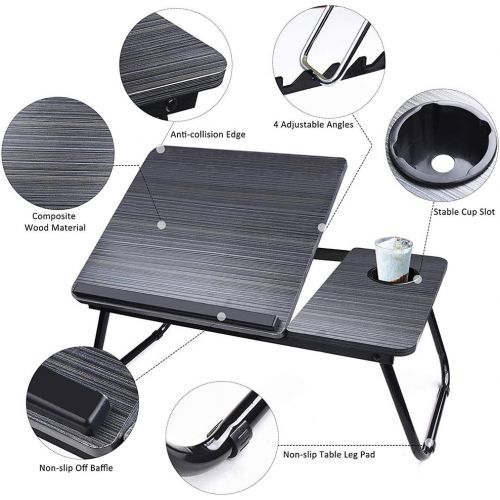  [아마존베스트]Laptop Desk for Bed,Asltoy Laptop Bed Tray Table,Foldable Lap Desk Stand Notebook Desk Adjustable Laptop Table for Bed Portable Notebook Bed Tray Lap Tablet with Cup Holder (Black)