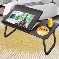 [아마존베스트]Laptop Desk for Bed,Asltoy Laptop Bed Tray Table,Foldable Lap Desk Stand Notebook Desk Adjustable Laptop Table for Bed Portable Notebook Bed Tray Lap Tablet with Cup Holder (BK)