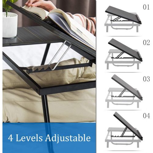  [아마존베스트]Laptop Desk for Bed,Asltoy Laptop Bed Tray Table,Foldable Lap Desk Stand Notebook Desk Adjustable Laptop Table for Bed Portable Notebook Bed Tray Lap Tablet with Cup Holder (BK)