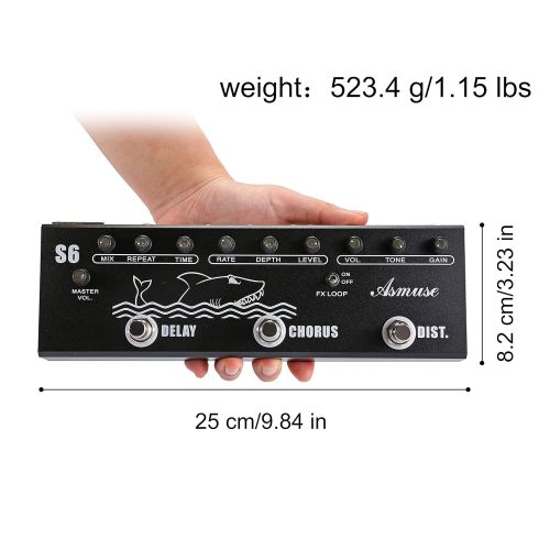  Asmuse Multi Guitar Effect Strip Pedal Sonicbar Rockstage Combining 4 Classic Arena Rock Guitar Effects in 1 Unit of Chorus Distortion Delay and Reverb Effect