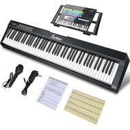 Asmuse Piano Keyboard 88 Key, Semi-Weighted Keyboard Piano with Microphone, Music Stand, Piano Note Stickers, Electric Piano for Beginners Adults, Black