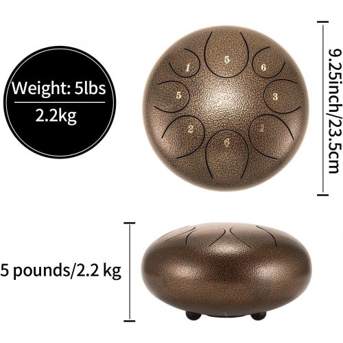  [아마존베스트]Steel Tongue Drum 8 Notes 10 Inch Asmuse Steel Hand Drum Percussion Instrument for Leisure and Entertainment with Beater and Carry Bag