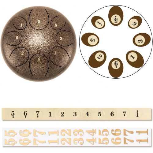  [아마존베스트]Steel Tongue Drum 8 Notes 10 Inch Asmuse Steel Hand Drum Percussion Instrument for Leisure and Entertainment with Beater and Carry Bag