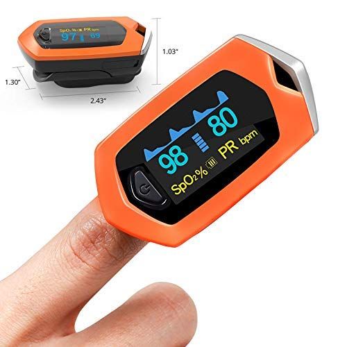  Asobilor Fingertip 0ximeter with PR Rate SPO2 Monitor Bulit in Rechargeable Battery Heart Rate Blood Oxygen Saturation Monitor for Outdoor Sports Men (Orange)