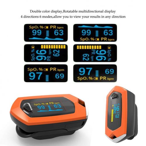  Asobilor Fingertip 0ximeter with PR Rate SPO2 Monitor Bulit in Rechargeable Battery Heart Rate Blood Oxygen Saturation Monitor for Outdoor Sports Men (Orange)