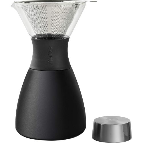  asobu Black Insulated Pour Over Coffee Maker (32 oz.) Double-Wall Vacuum, Stainless-Steel Filter and Take on the Go Carafe (Black)