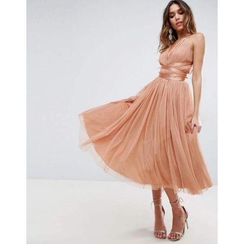  Asos ASOS DESIGN ASOS PREMIUM Tulle Midi Prom Dress With Ribbon Ties