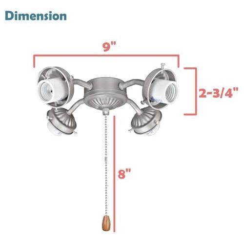  Aspen Creative 22003-11 Ceiling Fan Fitter Light Kit, Brushed Nickel