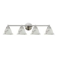 Aspen Creative 62003, Four-Light Metal Bathroom Vanity Wall Light Fixture, 32 Wide, Transitional Design in Satin Nickel with Faux Alabaster Glass Shade
