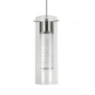 Aspen Creative 61020 Adjustable LED 1 Light Hanging Mini Pendant Ceiling Light, Contemporary Design in Brushed Nickel Finish, Clear Glass Shade, 4 3/4 Wide